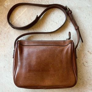 POLO RALPH LAUREN Vintage Leather Crossbody in Cognac Brown, Very Good Condition